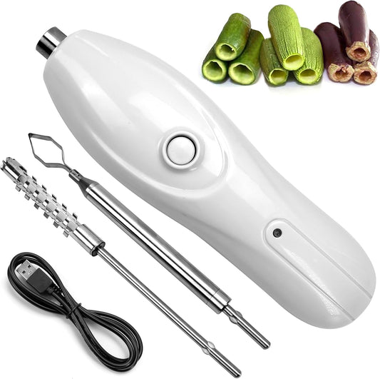 Electric Fruit & Vegetable Corer Set – Automatic Core Remover and Carving Tool with 2 Blades | Battery-Operated Fruit Hollowing Machine for Apples, Cucumbers, Gourds & More